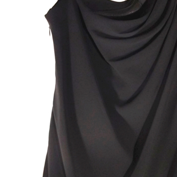 XSCAPE NWT BLACK ONE-SHOULDER RHINESTONE FLUTTER HEM MINI DRESS SIZE 6 - Picture 3 of 15